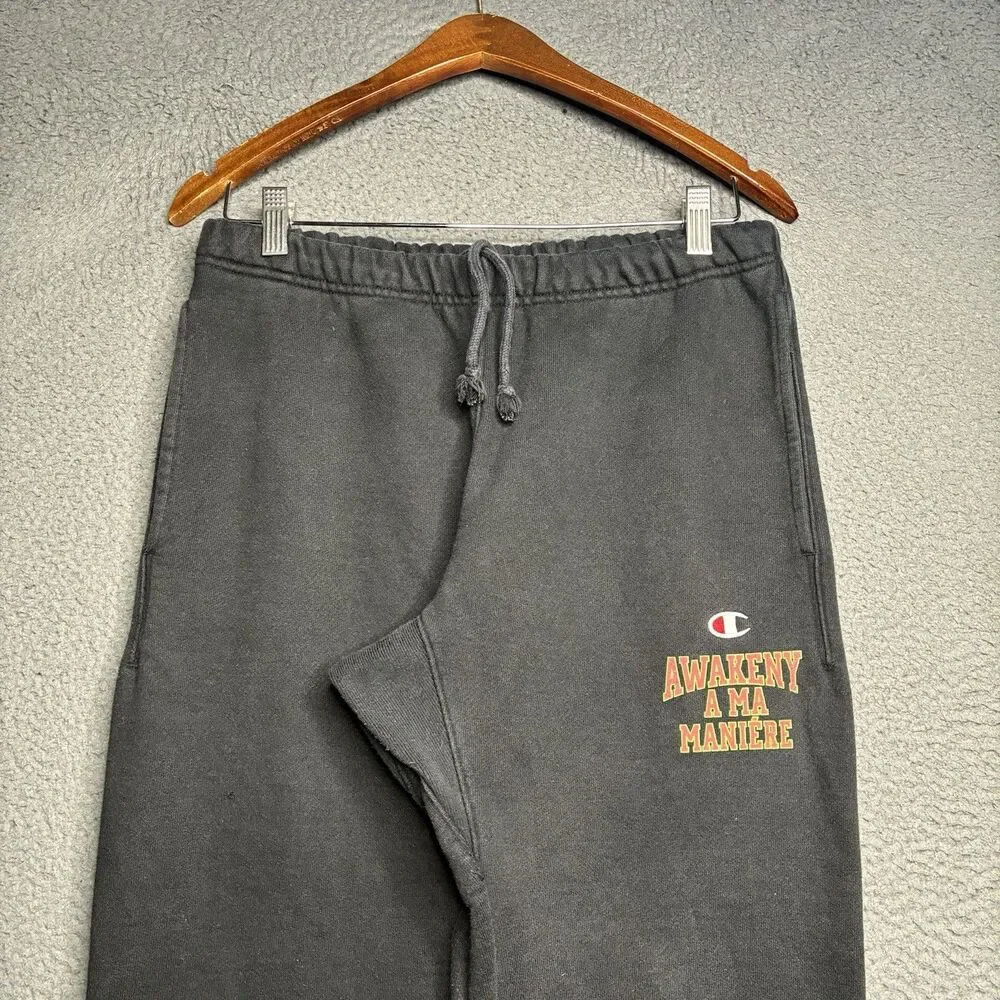 Champion x A Ma Maniere x Awake NY Sweatpants Black Size Small Drawstring
